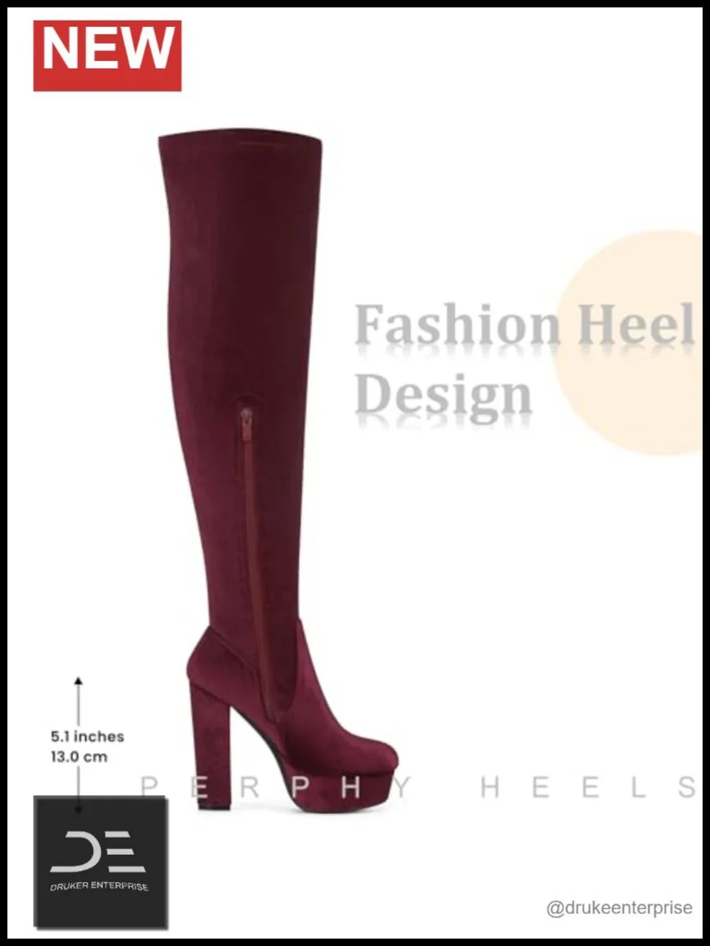 Faux Velvet Over the Knee Platform Boots Block Heel Women's Winter